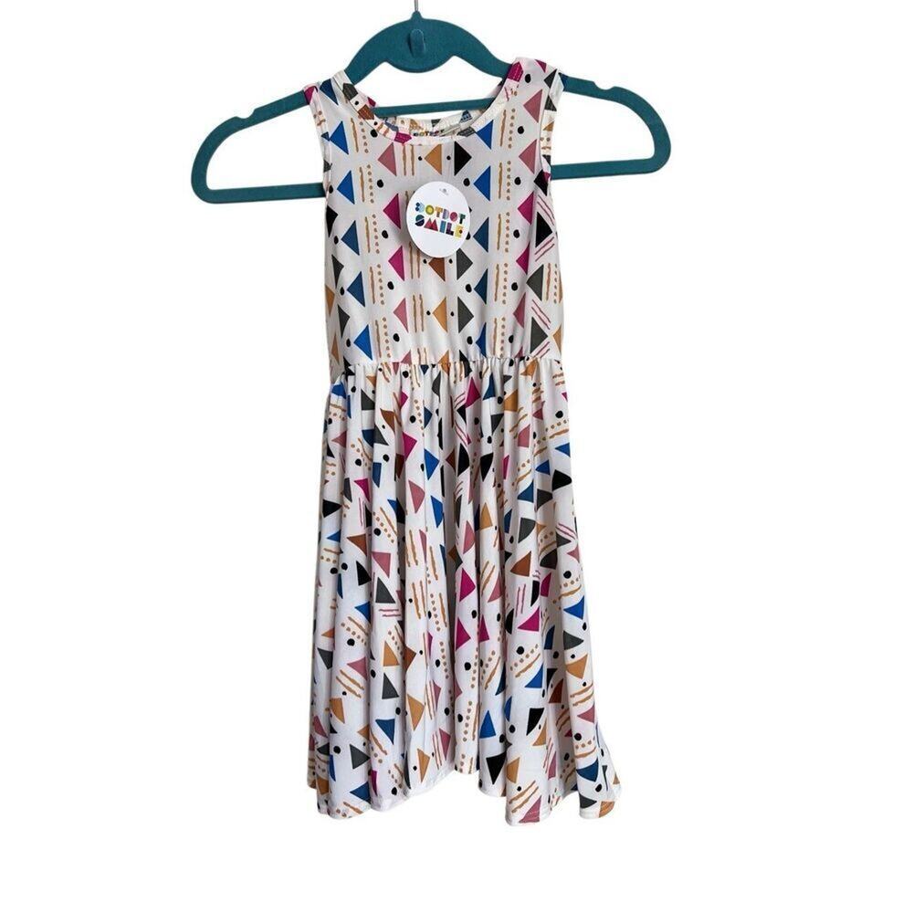 Dot Dot Smile Dress Girls Size 3/4 Multicolor Geometric Print Sleeveless NWT